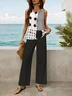 Women Polka Dots Printing Two-Piece Set Daily Sleeveless Casual Summer Top With Pants Matching Set