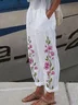 Women Floral Long Pant Casual Spring/Fall Trousers