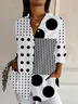 Women Polka Dots Long Sleeve Shirt Spring/Fall Buckle Shirt Collar Daily Casual Top