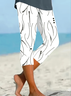 Women Polka Dots Capris Elastic Waist Pant Casual Summer Trousers