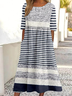 Women's Half Sleeve Summer Striped Dress Crew Neck Daily Going Out Vintage Maxi Shirt Dress A-Line Dress