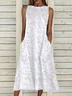 Women Floral Sleeveless Summer Printing Dress Crew Neck Daily Casual Maxi Fit & Flare Dress H-Line Dress