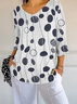 Women Abstract Polka Dots Three Quarter Sleeve Tee T-shirt V Neck Printing Casual Spring/Fall Graphic Tee Top