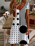 Women Polka Dots Short Sleeve Summer Printing Dress V Neck Daily Casual Midi Fit & Flare Dress A-Line Dress
