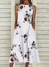 Women Floral Sleeveless Summer Printing Dress Crew Neck Daily Casual Maxi Fit & Flare Dress H-Line Dress