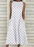 Women Polka Dots Sleeveless Summer Printing Dress Crew Neck Daily Casual Maxi Fit & Flare Dress H-Line Dress
