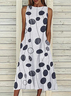 Women Abstract Polka Dots Sleeveless Summer Printing Dress Crew Neck Daily Casual Maxi Fit & Flare Dress H-Line Dress