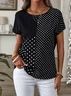 Women Polka Dots Short Sleeve Tee T-shirt Crew Neck Printing Casual Summer Graphic Tee Top