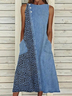 Women Leopard Sleeveless Summer Printing Dress Crew Neck Daily Casual Maxi Fit & Flare Dress H-Line Dress