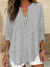 Women Striped Long Sleeve Blouse Spring/Fall Printing V Neck Daily Casual Top