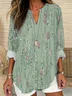 Women Striped Long Sleeve Blouse Spring/Fall Printing V Neck Daily Casual Top