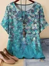 Women Floral Short Sleeve Tee T-shirt Crew Neck Printing Casual Summer Graphic Tee Top