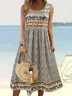 Women Floral Sleeveless Summer Dress Crew Neck Daily Casual Maxi A-Line Dress