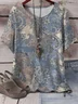 Women Floral Short Sleeve Tee T-shirt Crew Neck Printing Casual Summer Graphic Tee Top