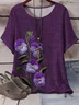 Women Floral Short Sleeve Tee T-shirt Crew Neck Printing Casual Summer Graphic Tee Top