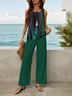 Women Abstract Printing Two-Piece Set Daily Sleeveless Casual Summer Top With Pants Matching Set