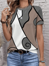 Women Abstract Short Sleeve Tee T-shirt Crew Neck Printing Casual Summer Graphic Tee Top