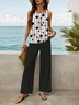 Women Polka Dots Printing Two-Piece Set Daily Sleeveless Casual Summer Top With Pants Matching Set
