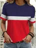 Women Striped Short Sleeve Tee T-shirt Crew Neck Printing Casual Summer Graphic Tee Top