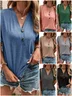Women Plain Short Sleeve Tee T-shirt V Neck Casual Summer Top