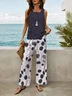 Women Polka Dots Printing Two-Piece Set Daily Sleeveless Casual Summer Top With Pants Matching Set