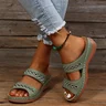 Women Retro Non-Slip Round Toe Comfortable Flat Sandals Casual Daily Slippers