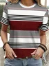 Women Striped Short Sleeve Tee T-shirt Crew Neck Printing Casual Summer Graphic Tee Top