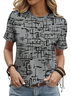 Women Abstract Short Sleeve Tee T-shirt Crew Neck Printing Casual Summer Graphic Tee Top