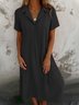 Women Plain Short Sleeve Summer Dress Shirt Collar Daily Casual Maxi A-Line Dress