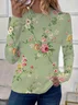 Women Floral Long Sleeve Tee T-shirt Crew Neck Printing Casual Spring/Fall Graphic Tee Top