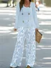 Women's Floral Printing Two-Piece Set Daily Long Sleeve Casual Spring/Fall Top With Pants Matching Set