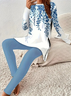 Women Floral Printing Two-Piece Set Daily Long Sleeve Casual Spring/Fall Top With Pants Matching Set