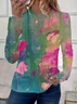 Women Abstract Long Sleeve Tee T-shirt Crew Neck Casual Spring/Fall Graphic Tee Top