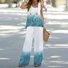Women Geometric Two-Piece Set Daily Sleeveless Vintage Summer Top With Pants Matching Set