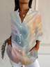 Women Ombre Long Sleeve Shirt Spring/Fall Buckle Shirt Collar Daily Casual Top