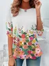 Women Floral Long Sleeve Tee T-shirt Crew Neck Printing Casual Spring/Fall Graphic Tee Top