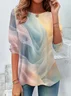 Women Ombre Long Sleeve Tee T-shirt Crew Neck Printing Casual Spring/Fall Graphic Tee Top