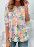 Women Floral Long Sleeve Tee T-shirt Crew Neck Printing Casual Spring/Fall Graphic Tee Top