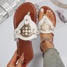 Ladies Spot Flip Flops Pu Shoes Metal Buckle Sandals Hardware Buckle Summer Flat Slippers