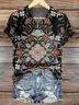 Women Floral Short Sleeve Tee T-shirt V Neck Casual Summer Graphic Tee Top