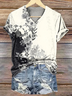 Women Floral Short Sleeve Tee T-shirt V Neck Printing Casual Summer Graphic Tee Top