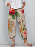Women Floral Capris Pants Casual Summer Trousers