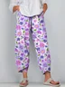Women Floral Capris Pants Casual Summer Trousers
