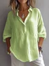 Women Plain Three Quarter Sleeve Blouse Spring/Fall V Neck Daily Casual Top