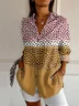 Women Polka Dots Long Sleeve Shirt Spring/Fall Buckle Shirt Collar Daily Casual Top