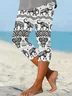 Women Elephant Capris Elastic Waist Pants Casual Summer Trousers
