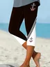 Women Anchor Capris Elastic Waist Pants Casual Summer Trousers
