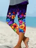 Women Floral Capris Elastic Waist Pants Casual Summer Trousers