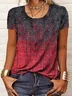 Women Abstract Short Sleeve Tee T-shirt Crew Neck Printing Casual Summer Graphic Tee Top