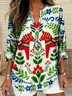 Women Floral Long Sleeve Blouse Spring/Fall Shawl Collar Daily Casual Top